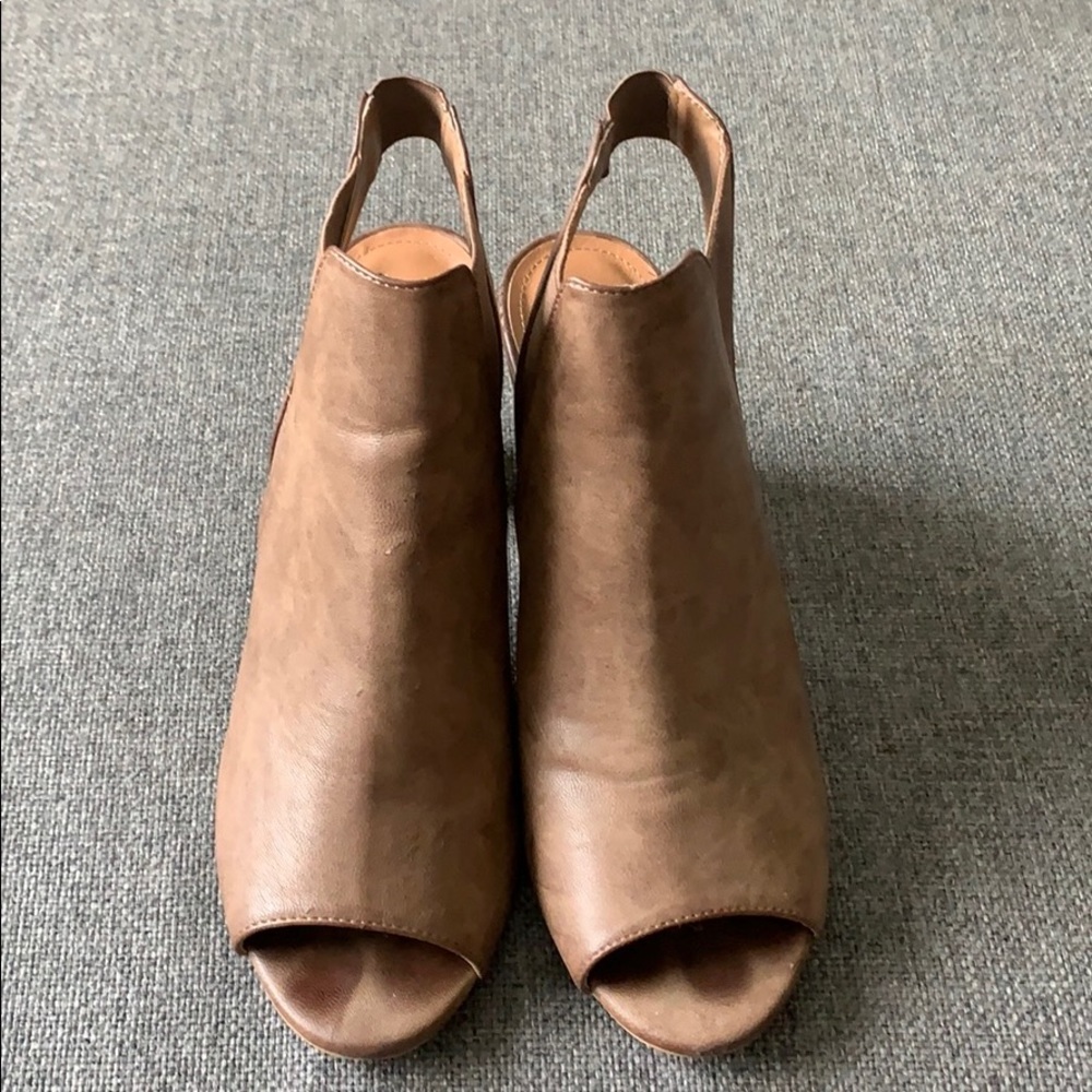 Taupe Open Toe Booties